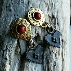 Robert Rose Vintage Heart Mixed Metal Earrings